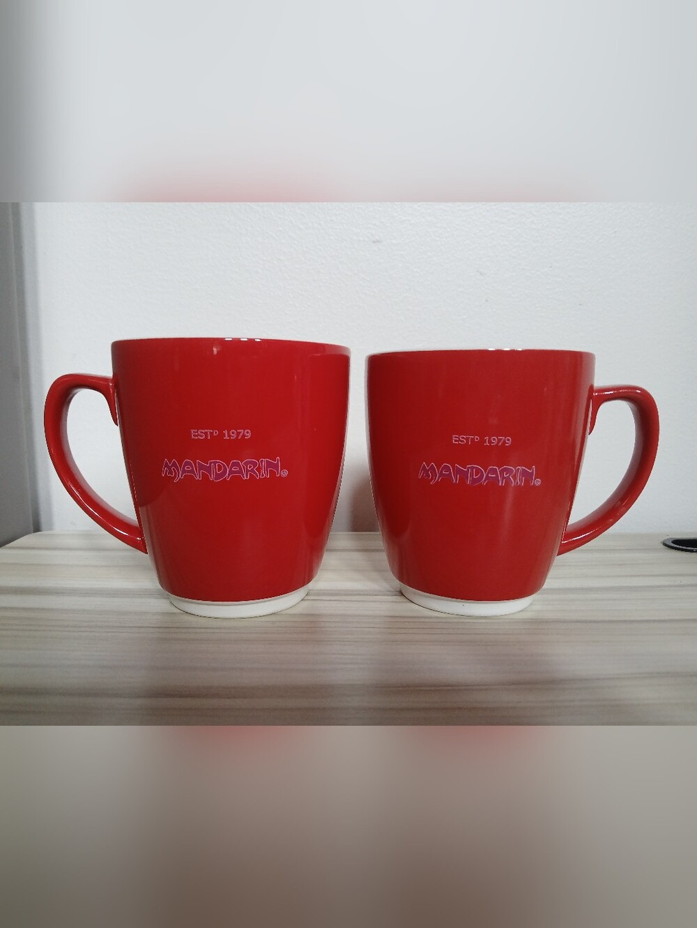 Vintage Mandarin Chinese Buffet Restaurant Oversized Coffee Tea Mugs Set of 2